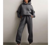 Traje de mujer de otoño e invierno, traje deportivo de terciopelo, traje de mujer de moda, color sólido.