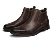 Zapatos altos británicos para hombre Botas de piel de vaca con cremallera lateral