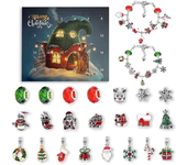 Kit DE FABRICACIÓN de pulseras de joyería con dijes DIY, calendario de adviento de Navidad, caja de regalo temática de Navidad p