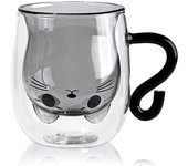 Taza de Café de Gato de Cristal Taza de Doble Pared Taza de Té de Vidrio