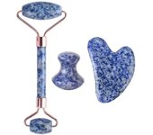 Fashion 2/3/4Pcs Natural Rose Quartz Obsidian Jade Roller Gua Sha Stone Set Gouache Scraper Facial Lifting Anti-Wrinkle Skin Care Tools
