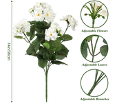 1Pcs Artificial Geraniums Silk Flowers Outdoor Bush Faux Flower for Wedding Home Party Decor Garden Cemetary Table Decoration