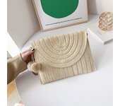 Summer Beach Straw Clutch Bag Cute Ball Pendant Crossbody Bag For Women Travel Shoulder Bags Purse Ladies Casual Bags Wicker Bag