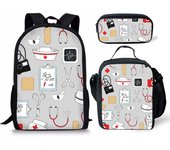 Classic Fashion Funny Nurse 3D Print 3pcs/Set pupil School Bags Laptop Daypack Backpack Lunch bag Pencil Case