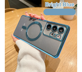 funda de borde recto galvanoplastia original para apple magsafe fundas de teléfono Samsung Galaxy S21 S23 Fe S22 Plus S24 Ultra