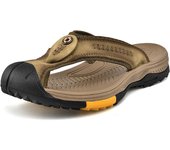 Men's informal leather flip flops, non slip walking sandals