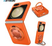 KEYSION Case for MagSafe for Samsung Z Flip 6 5 5G Hard Plastic Magnet Ring Stand Phone Back Cover for Galaxy Z Flip 5 6 5G