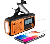 Radio de Emergencia Portátil de 4000mAh con Manivela Solar AM/FM/WB/NOAA Cargado de Energía Solar