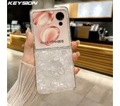 KEYSION Luxury Diamond Glossy Shell Pattern Case for HONOR Magic V Flip Shockproof Phone Cover for Huawei P50 Pocket 2 Nova Flip
