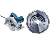 Bosch Professional GKS 190 - Sierra circular, 1400 W, disco 190 mm, en caja & 2 608 641 188 - Hoja de sierra circular Optiline Wood - 190 x 30 x 2,6 mm, 60