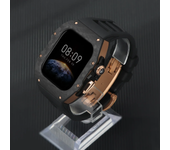 Luxury Carbon Fiber Case for Apple Watch S10 42mm 46mm Bezel Rubber Strap Modification Kit Iwatch Series 10 46mm 42mm