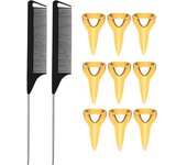11pcs/set of pointed tail comb hair selection tool set hair accessories claws spikes rings for braids Special for real hair wigs