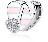New  Silver Color  Beads Charm Earphone Piano Tape Pendant Charm Paving Zircon Suitable For Bracelet Female