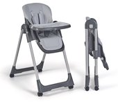 Ms - Trona Para Bebe Evolutiva Tasty - 7 Posiciones De Altura y 3 De Reclinación- Bandeja Extraíble y Reposapiés Regulable - Portatil, Plegable, Hasta 3 años - Gris Claro