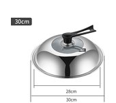 30/32/34/36cm Pan Lids,Stainless Steel Pot Lid Pan Cover Thicken Visible Wok Lid Household Frying Pan Lid Cookware Parts