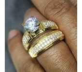 Huitan 2023 Trends Wedding Couple Rings for Women/Men Luxury Gold Color Marriage Engagement Lover Rings Modern Fashion Jewelry