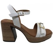 Oh My Sandals Oh! My Sandals Joana 5397 - Sandalia Plataforma Mujer - Piel Blanca - Tacón 8.5 Cm - Plataforma 2.4 Cm
