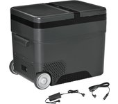 Outsunny Nevera Portátil Compresor 45L Refrigerador de Coche 12V/24V CC de 10℃ a -22℃ con Pantalla LCD Táctil Asas de Transporte y Ruedas 63,2x42x50,8 cm Gris