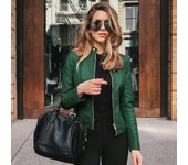 New Vintage Women PU Leather Bomber Jacket Fashion Casual Autumn Winter Zipper Windbreaker Streetwear Female Blazer Y2K Clothes