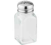 FACKELMANN Salero o pimentero cocina o mesa de cristal con tapa en acero inoxidable, capacidad de 75ml, 3,9x3,9x10cm, 1ud.