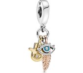 Pandora Pandora Charm colgante en pata Mano de Fátima, Ojo Turco & Pluma 768785C01 , para Mujer
