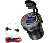 Cargador de coche USB dual 4.8A con voltímetro de pantalla LED Adaptador de teléfono móvil para coche Moto Barco
