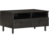vidaXL Mesa de centro madera maciza de mango 80x54x40 cm Negro, Natural, Mesita de Salón o Comedor o Auxiliar Mesa de Café Meuble Salón