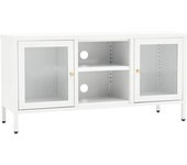 vidaXL Mueble para el televisor acero y vidrio 105x35x52 cm, Mueble de Salon, Mueble TV, Mueble TV salon, Mesa de TV, Mueble tele