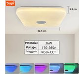 Smart Ceiling Lamp RGB 36W Square LED With Speaker Remote Control TUYA Bluetooth WIFI Decoration for Home Bedroom Living Room