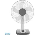 FABRILAMP Ventilador Sobremesa Arroyo Pequeño Blanco/Gris 3vel40w 5 Aspas Oscilante y Rotatorio 55x34x26cm - Potente Cinco Aspas Tres Velocidades