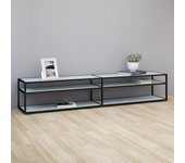 vidaXL Mueble de TV vidrio templado color mármol blanco 220x40x40,5 cm