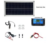 1 set, 30 Watt solar panel with 12V/24V controller for charging batteries for mobile phones, RVs, cars, MP3s, PADs, etc.
