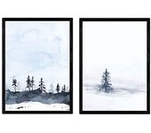 Nacnic Set De Dos Láminas Nordico, Paisaje Nieve. Láminas Estilo Nórdico Para Enmarcar