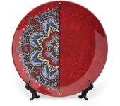 Plato decorativo de 8 pulgadas, plato de vajilla de amapola roja, plato de exhibición de adorno con estampado de amapola sobre fondo blanco para mesa de comedor, decoraciones de recepción de boda, mesa navideña, rojo