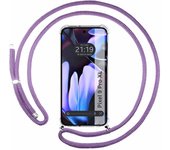 Tumundosmartphone Funda Colgante Transparente para Google Pixel 9 Pro XL 5G con Cordon Morado