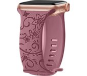 Floral Engraved Strap For Apple Watch Band 41mm 44mm 40mm 49mm 45mm 38mm 42mm silicone bracelet iwatch series 9 7 se 6 8 ultra 2