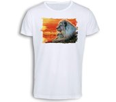 MERCHANDMANIA CAMISETA TACTO ALGODÓN leon selva savana animal salvaje felino bestia cotton touch tshirt