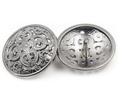 10 botones para ropa - Botones huecos vintage de costura, de metal con vástago redondo, para chaquetas, abrigos, uniformes, camisas, trajes y chaquetas de hombre y mujer (plateados, 25mm)