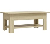 vidaXL Mesa de centro madera de ingeniería 102x55x42 cm Blanco, Negro, Roble Sonoma Mesita de Salón o Comedor o Auxiliar Mesa de Café Meuble Salón