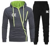 Mens Tracksuit Printing Fashion Zipper Hooded Jacket Coat +Elastic Waist Sweatpants 2 Piece Set Jogging Casual Outfits Clothing