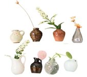 Mini jarrones magnéticos para nevera - 8 mini jarrones de cerámica con forma de planta, bonitos jarrones magnéticos 3D con capullos, pequeños imanes para nevera para decoración del hogar/aniversario (sin flores)