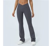 V-Cross Fitness Flare Pants Lifting Buttocks Cross Waist Yoga Sport Leggings Gym Outdoor Acticewear Workout Wide-Leg Pants