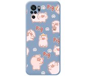 Tumundosmartphone Funda Silicona Líquida Azul para Xiaomi Redmi Note 10 / 10S diseño Cerdos Dibujos