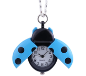 New Fashion Cute Small Golden Beetle Pocket Watchs With Chain Lightweight Necklace Pendant Clock Adult Children Ladybug Watch