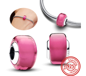 New 925 Sterling Silver Solid Color Murano Glass Charm Shining Beads Fit Original Pandora Charms Bracelet Fine Jewelry Wholesale