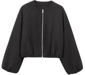 Ladies Fashion Autumn Winter Jacket Women Retro Round Neck Long Sleeve Elastic Hem Zipper Soft Bomber Jacket Women Coat Female