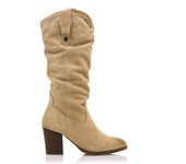 botas de tacón mujer jolie beige con cierre cremallera y tipo de puntera redonda