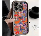 Case For iPhone 13 Cases iPhone 14 Pro Max Case Black Mushroom Silicone Phone Case For iPhone 15 12 11 XS X XR 7 8 Plus SE Cover