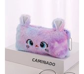 Cartoon Plush Pencil Pouch Cute Cat Pencil Case Pen Bag Zipper Fluffy Large Capacity Kawaii Pen Pouch School Office Supplies