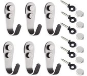 Percheros de Acero Inoxidable, 6 Piezas Ganchos de Pared Toallero, Ganchos de Pared Individuales Percheros Atornillables para Baño Albornoz Dormitorio Montado en la Pared, Carga 35 kg